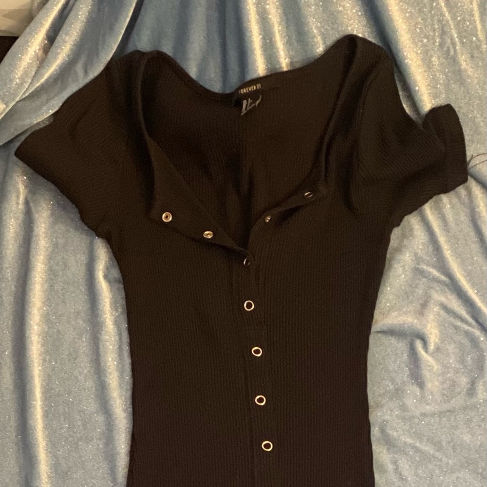 Ribbed midi bodycon shirt dress with snaps